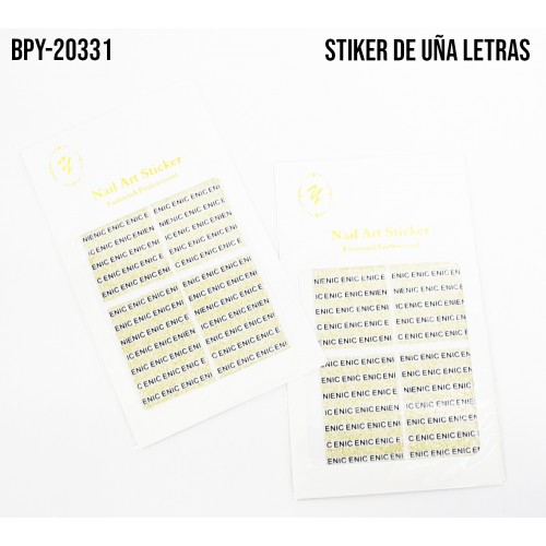 STIKER DE UÑA 3COLOR LETRA SURTIDO 12PCS X1PQ BPY-20331 