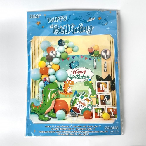 GLOBO DIMI HAPPY BIRTHDAY DINOSAURIO 10SET* X 1PAQ