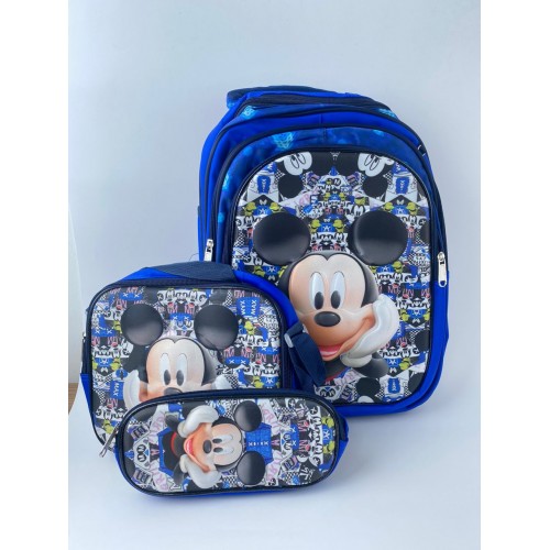 MORRAL ESCOLAR 3EN1 ESTAMPADO MICKEY AZUL X 1UND