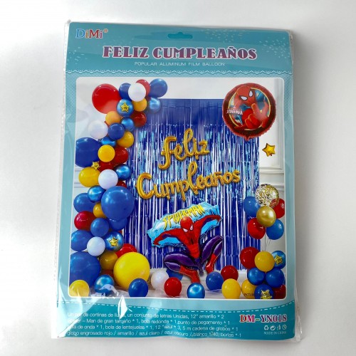 GLOBO DIMI FELIZ CUMPLEAÑOS SPIDER-MAN 10SET* X 1PAQ