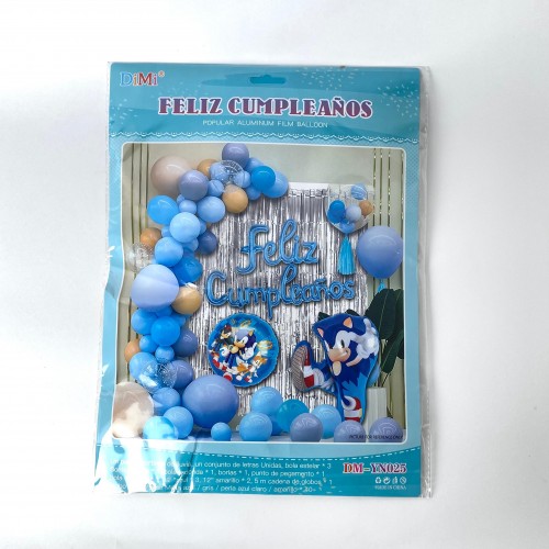 GLOBO DIMI FELIZ CUMPLEAÑOS SONIC 10SET* X 1PAQ