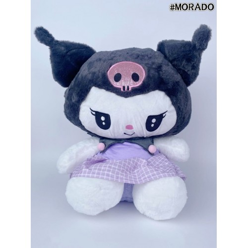 PELUCHE DE KUROMI C/FALDA DE CUADROS #MORADO 40CM X 1UND