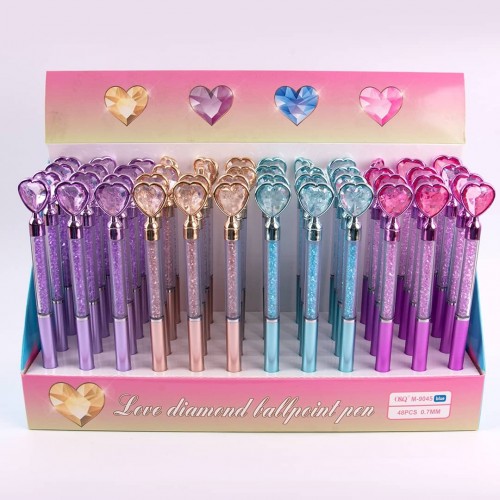 LAPICERO DIAMANTE CORAZON C/CRISTAL 4COLOR *48PCS* X 1CAJA