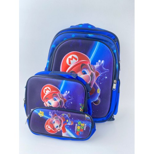 MORRAL ESCOLAR 3EN1 ESTAMPADO MARIO AZUL X 1UND