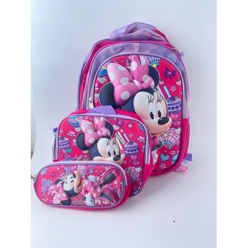 MORRAL ESCOLAR 3EN1 ESTAMPADO MINNIE ROSADO X 1UND