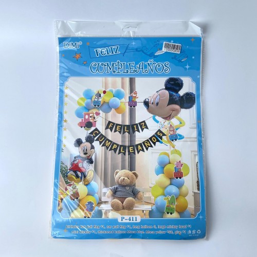 GLOBO DIMI FELIZ CUMPLEAÑOS MICKEY MOUSE 10SET* X 1PAQ