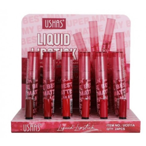 LABIAL LIQUID LIP STICK USHAS 6CLR 1CAJA