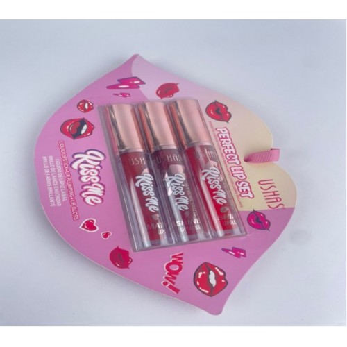 SET DE LABIAL+BRILLO USHAS PERFECT LIP 3TONO X 1CAJA